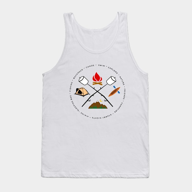 Campground Bonfire Marshmallow Rowboat Oar Lodge. Tank Top by Maxx Exchange